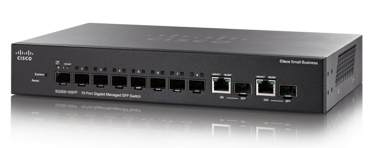 Switch Cisco Gigabit Ethernet SG350-10SFP, 10 Puertos SFP, 20 Gbit/s, 16.384 Entradas - Administrable