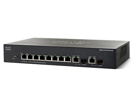 Switch Cisco Gigabit Ethernet SF302-08, 10/100Mbps, 1 Gbit/s, 10 Puertos, 16.000 Entradas - Administrable