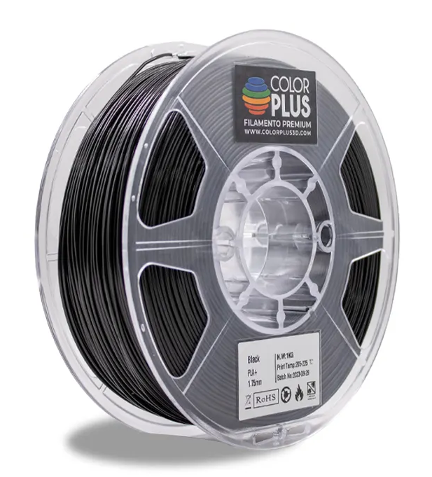 Color Plus Bobina de Filamento PLA PL175021, Diámetro 1.75mm, 1kg, Negro