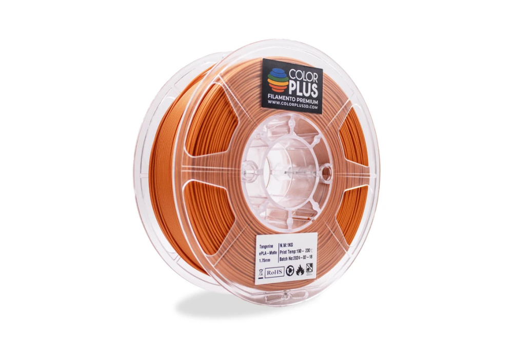 Color Plus Bobina de Filamento PLA Orange Cosmos, Diámetro 1.75mm, 1kg, Naranja