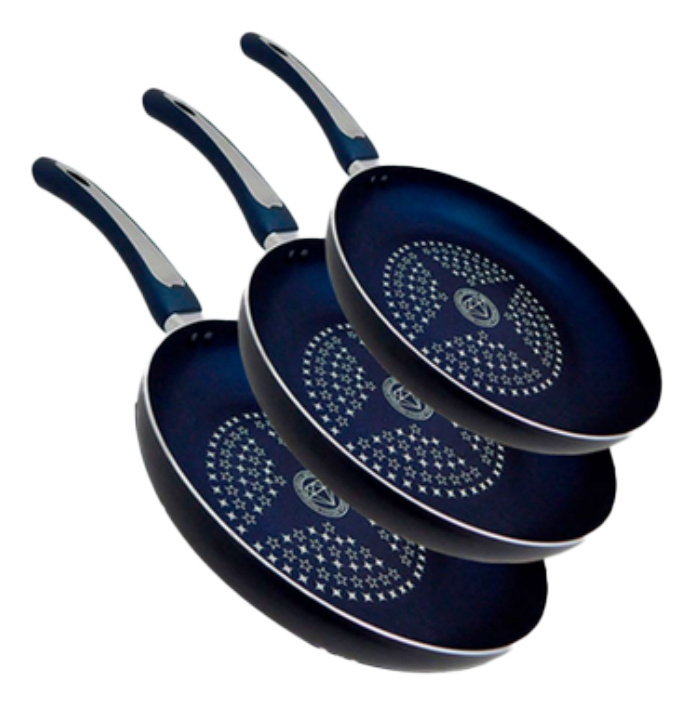 Cooks Master Juego de Sartenes FD202428, 3 Piezas, Antiadherente, Aluminio, Azul