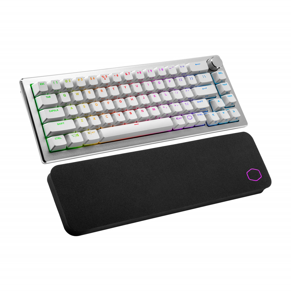 Teclado Gamer Cooler Master CK721 RGB 65%, Teclado Mecánico, Switch Brown, Inalámbrico, Blanco (Inglés)