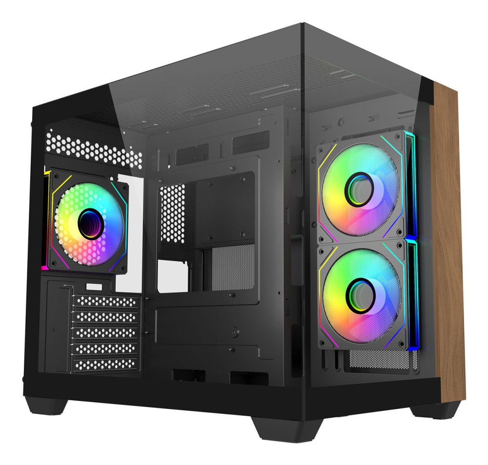 Gabinete Cooler Master Elite 481 Wood, Mini-Tower, Micro-ATX/Mini-ITX, USB 3.0, sin Fuente, 3 Ventiladores Instalados, Negro