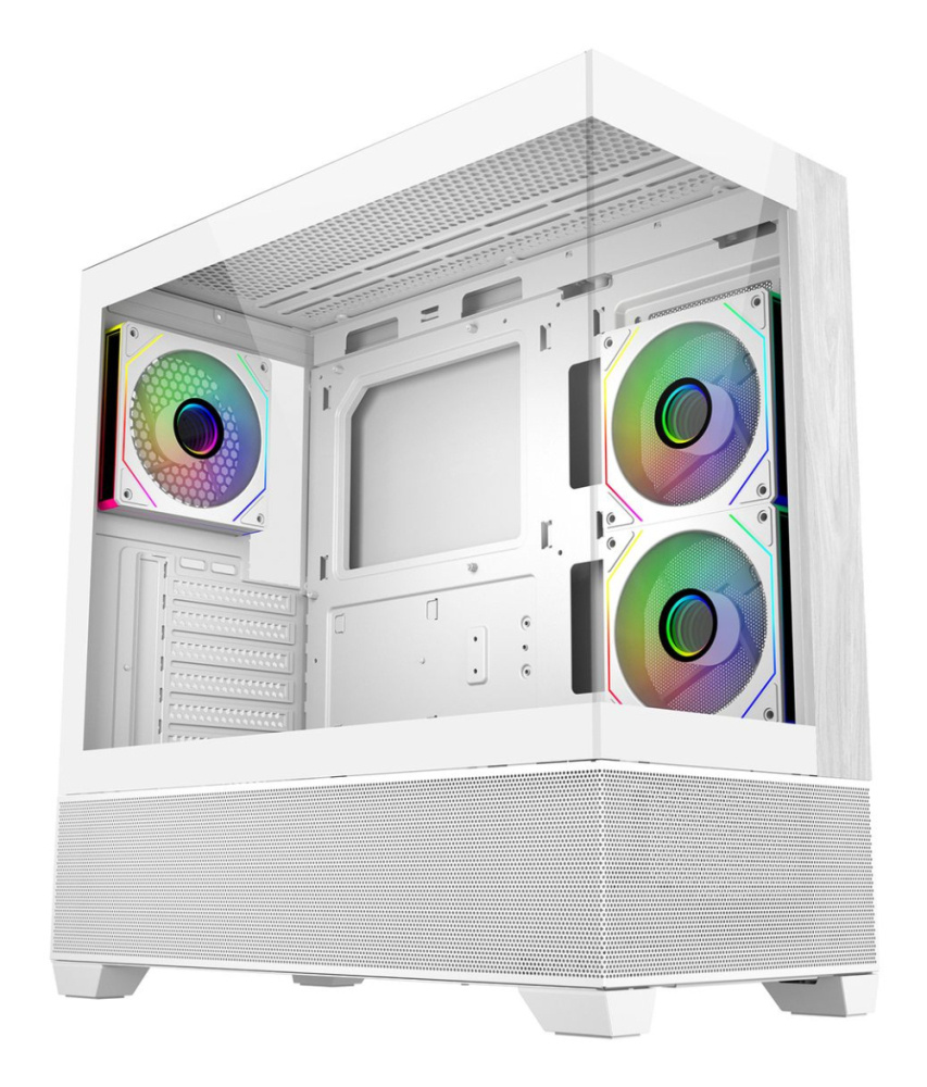 Gabinete Cooler Master Elite 690 Wood, Midi-Tower, ATX/Micro-ATX/Mini-ITX, USB 3.0, sin Fuente, 3 Ventiladores Instalados, Blanco