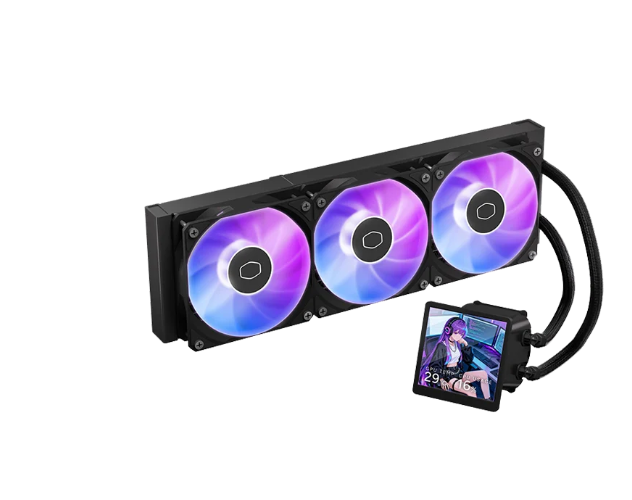 Cooler Master MasterLiquid Core LCD 360 / Radiador de 360 mm / Pantalla LCD de 4" / 3 Ventiladores ARGB de 120 mm / Intel LGA 1851 / AMD AM5 / Negro / MLX-D36M-
