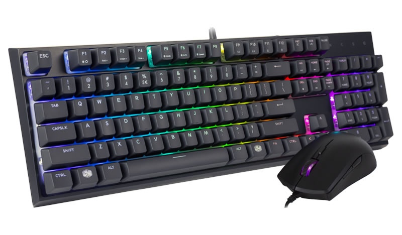 Kit Gamer de Teclado y Mouse Cooler Master MasterSet MS121, Alámbrico, USB, Negro (Inglés)