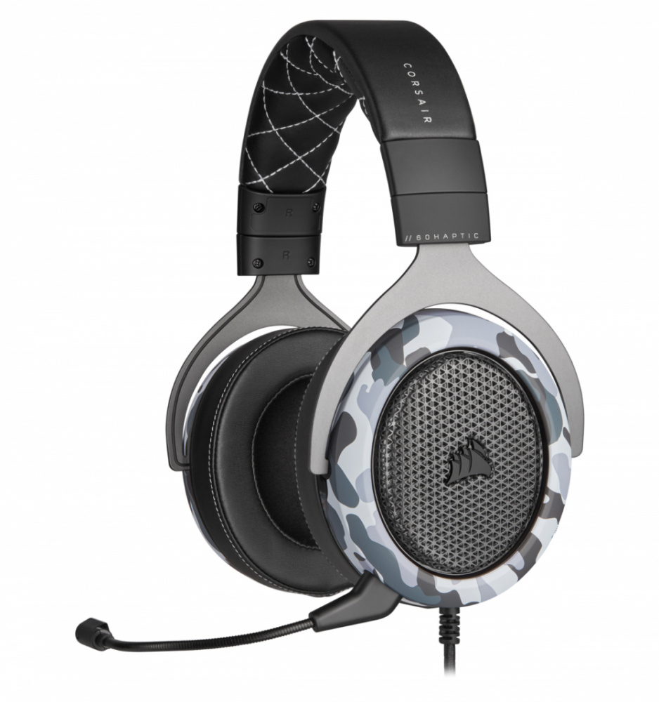 Corsair Audífonos Gamer HS60 HAPTIC, Alámbrico, 1.8 Metros, USB 2.0, Arctic Camo