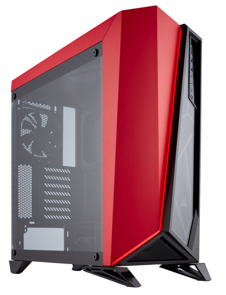 Gabinete Corsair Carbide SPEC OMEGA con Ventana, Midi-Tower, ATX/Micro-ATX/Mini-ITX, USB 3.0, sin Fuente, Negro/Rojo