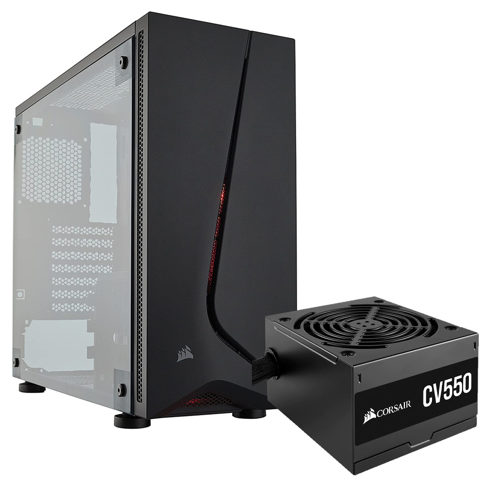 Gabinete Corsair SPEC-05 con Ventana LED Rojo, Midi-Tower, ATX, USB 3.0, incluye Fuente de 550W, Negro ― Producto con daño, funcional.