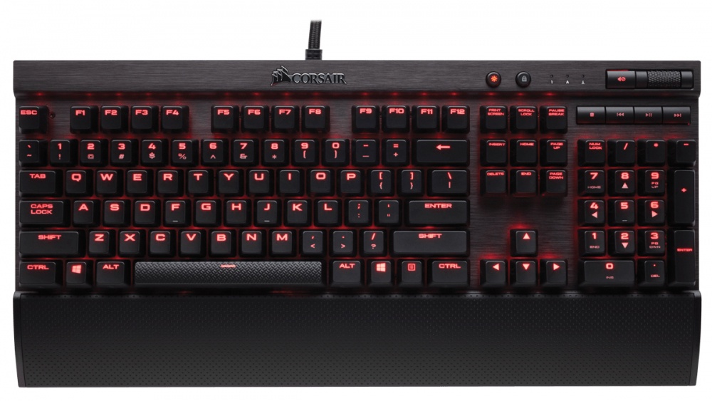 Teclado Gamer Corsair K70 LUX LED Rojo, Teclado Mécanico, Cherry MX Red, Alámbrico, Negro (Inglés)