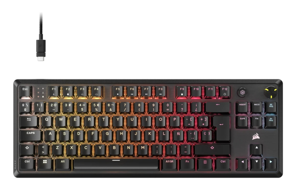 Teclado Gamer Corsair K70 Core LED RGB TKL, Teclado Mecánico, MLX Red, Alámbrico, USB, Negro, Inglés