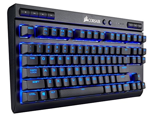 Teclado Gamer Corsair K63 LED Azul, Teclado Mecánico, Cherry MX Red, Inalámbrico, Negro (Español)