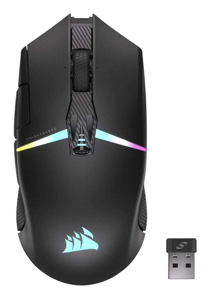 Mouse Gamer Ergonómico Corsair Nightsabre, Inalámbrico, Óptico, 26.000DPI, RF Inalámbrico/Bluetooth, Negro
