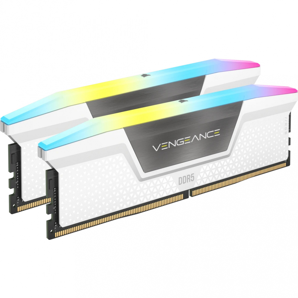 Kit Memoria RAM Corsair Vengeance RGB DDR5, 4800MHz, 64GB - 2 x 32GB, CL32, XMP, Blanco