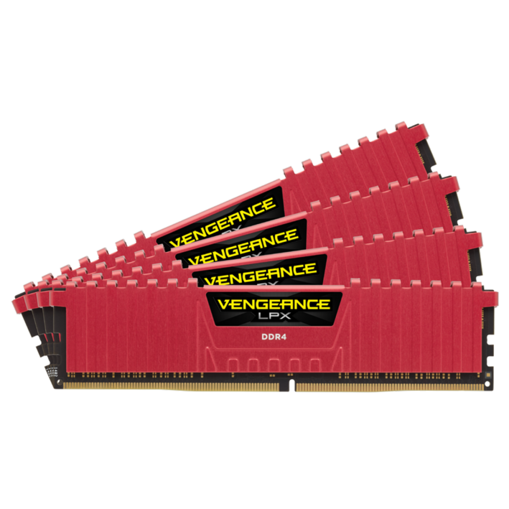 Kit Memoria RAM Corsair Vengeance LPX DDR4, 2666MHz, 16GB - 4 x 4GB, CL16, XMP, Rojo