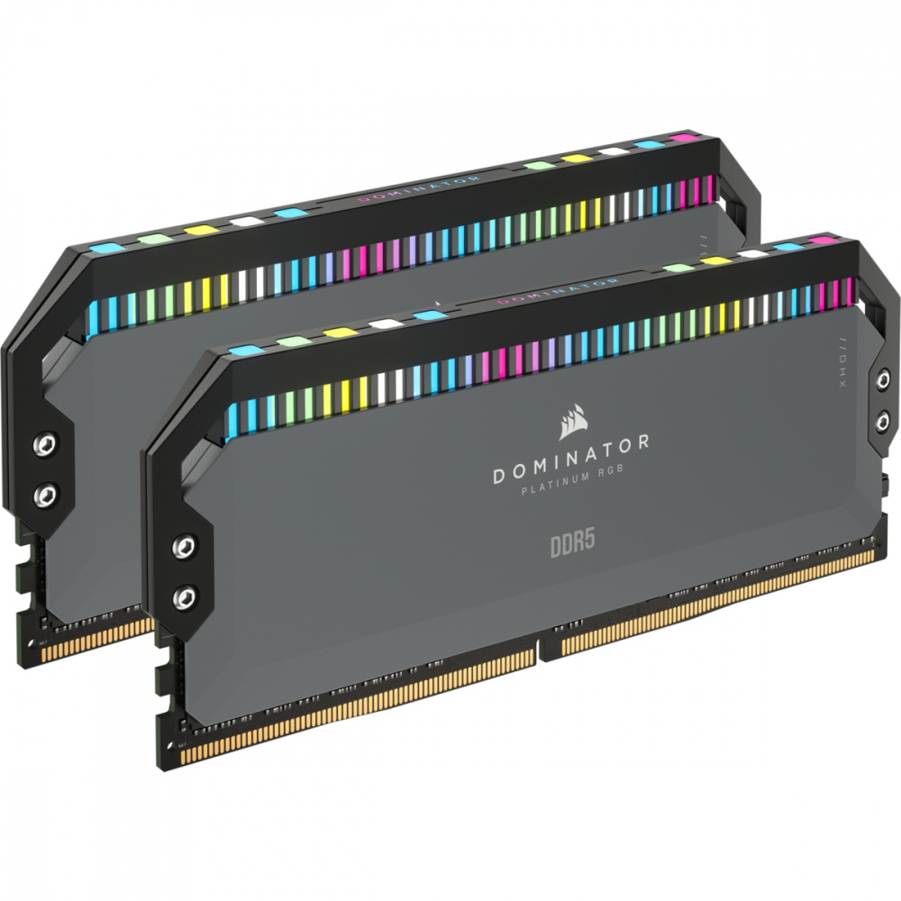 Kit Memoria RAM Corsair Dominator Platinum RGB DDR5, 5200MHz, 32GB - 2 x 16GB, CL40, XMP/EXPO, Gris
