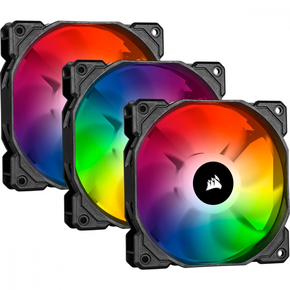 Ventilador Corsair iCUE SP120 RGB PRO, 120mm, 1400 RPM, Negro/Gris - 3 Piezas