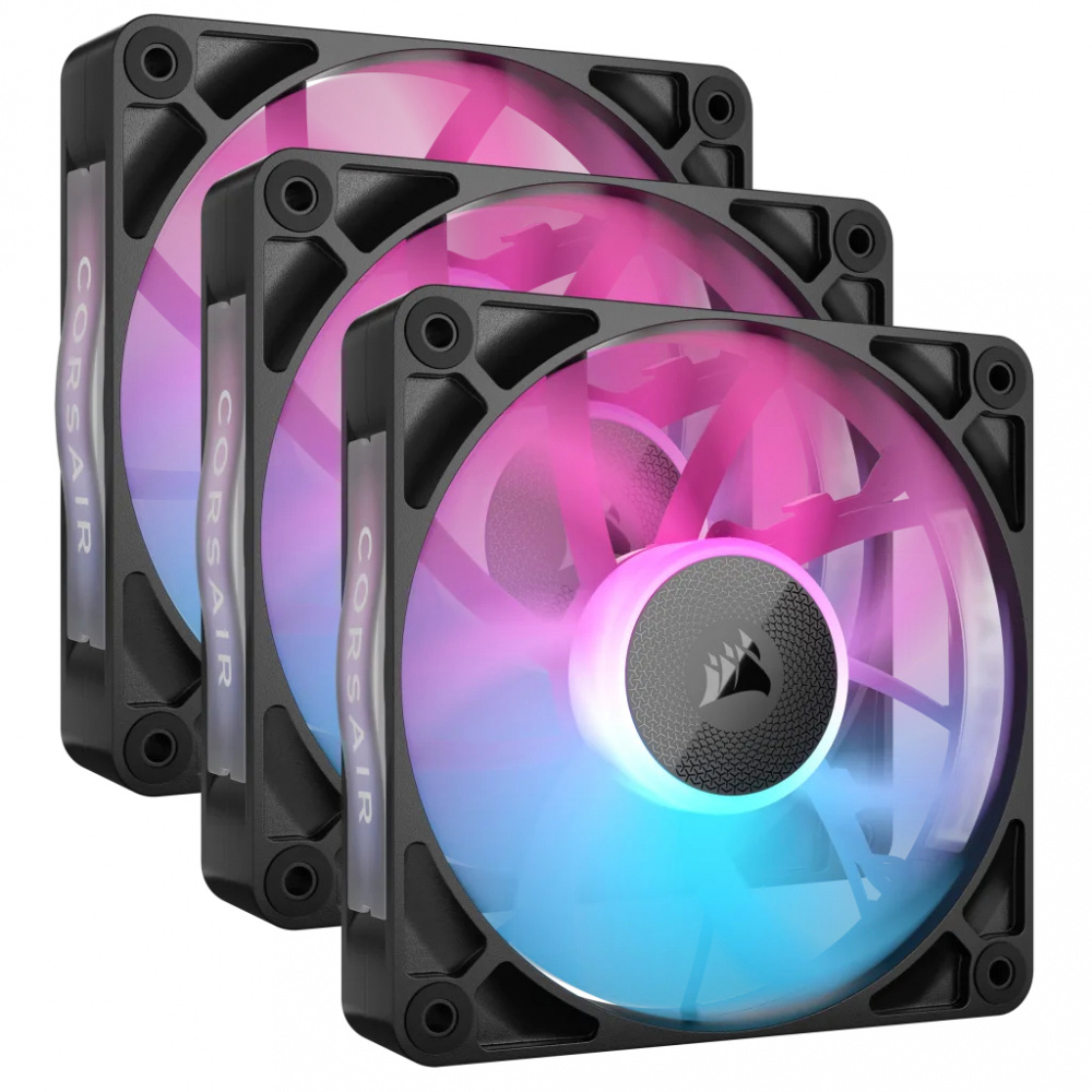 Ventilador Corsair RX120 RGB PWM, 3x 120mm, 2100RPM, RGB, Negro 
