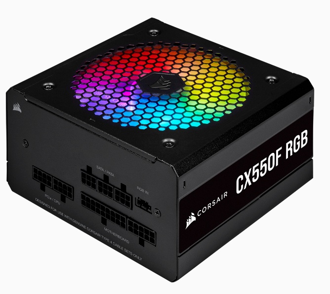 Fuente de Poder Corsair CX550F RGB 80 PLUS Bronze, 24-pines ATX, 120mm, 550W, Negro