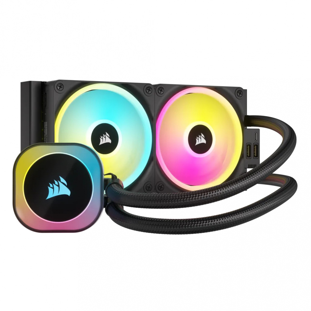 Corsair iCUE Link H100i RGB AIO Enfriamiento Líquido para CPU, 2x 120mm, hasta 2400RPM, Negro 