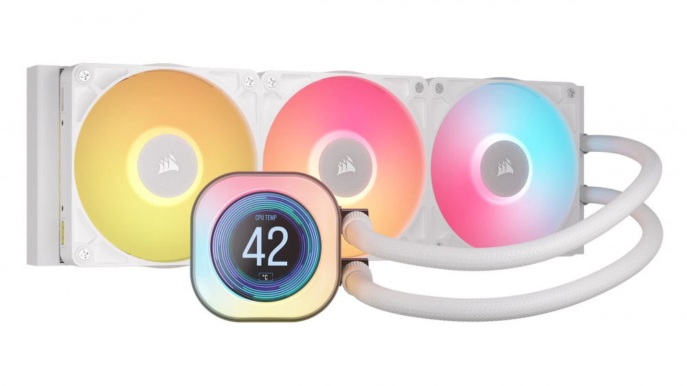 Corsair iCUE LINK TITAN 360 RX LCD Enfriamiento Líquido para CPU, 3x 120mm, hasta 2100RPM, Blanco 