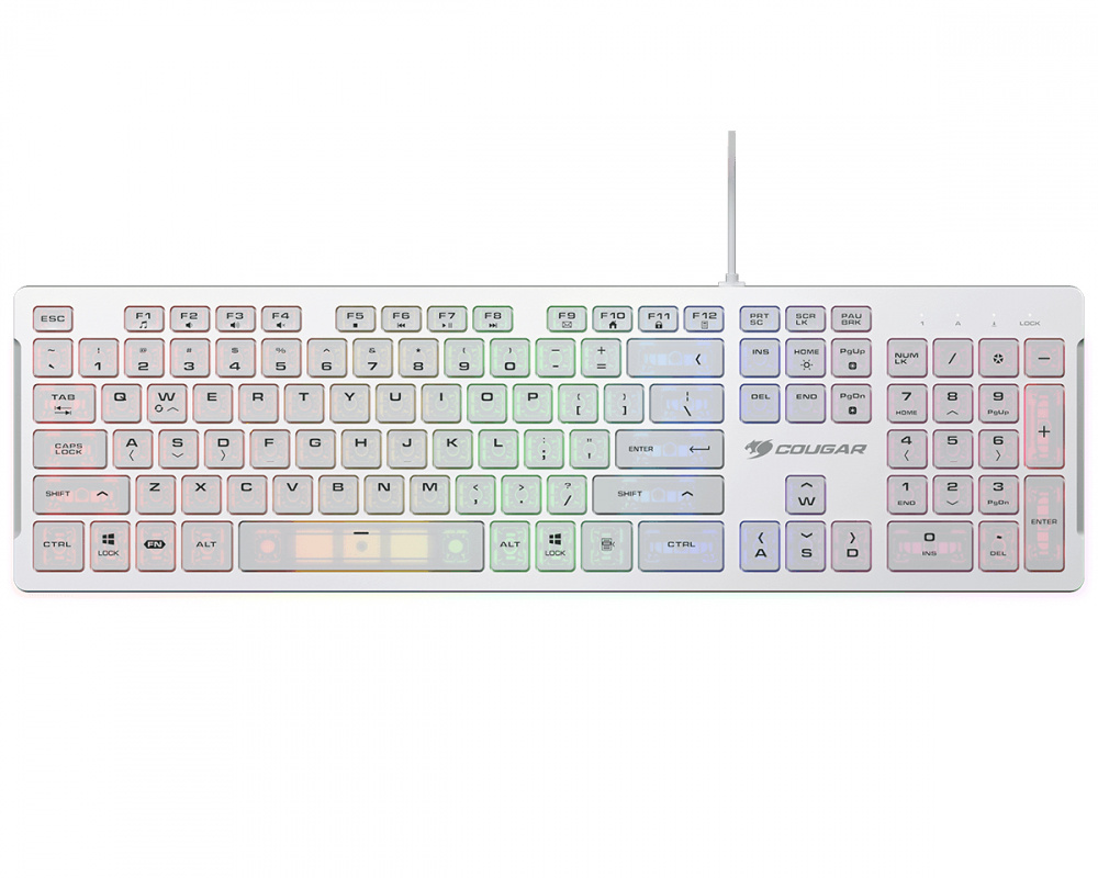 Teclado Gamer Cougar Vantar S RGB, Switch de Tijera, Alámbrico, Blanco (Inglés)