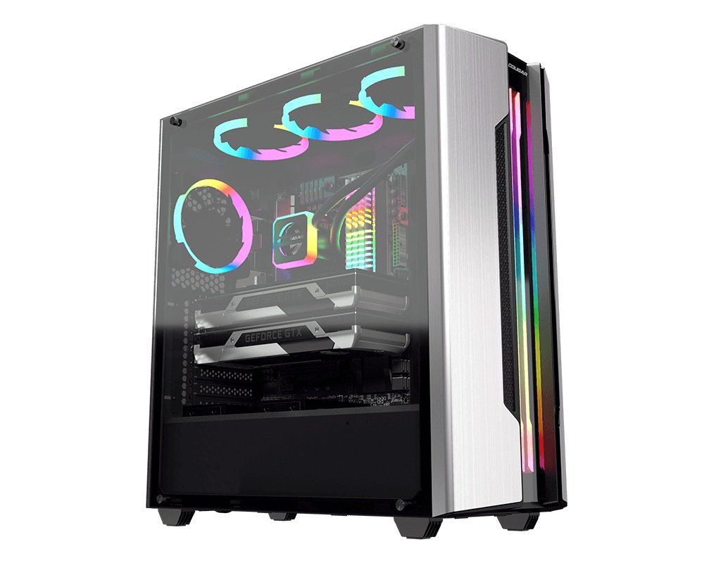 Gabinete Cougar Gemini S con Ventana RGB, Midi-Tower, ATX/CEB/EATX/Micro-ATX/Mini-ATX, sin Fuente, Plata