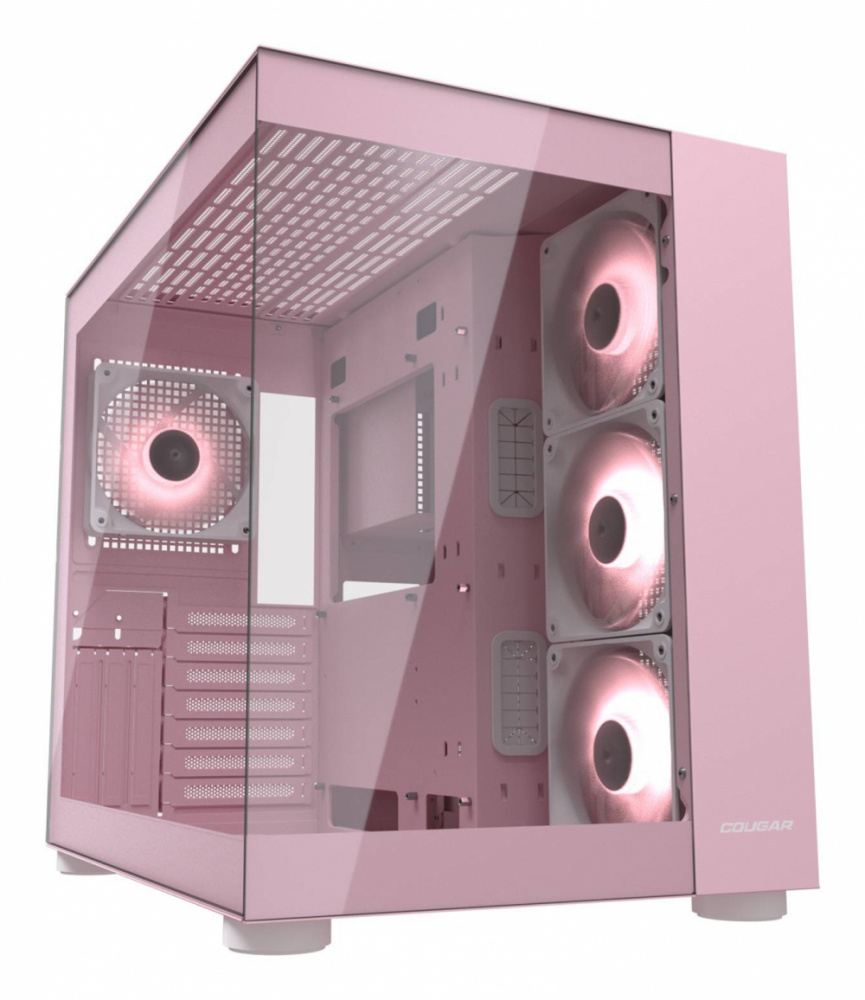 Gabinete Cougar FV150 RGB, Midi-Tower, ATX/Micro-ATX/Mini-ITX, USB 3.0, sin Fuente, 4 Ventiladores Instalados, Rosa