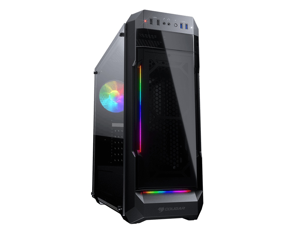Gabinete Cougar MX331-T con Ventana RGB, Midi-Tower, ATX/micro ATX/Mini-ITX, USB 2.0/3.0, sin Fuente, Negro