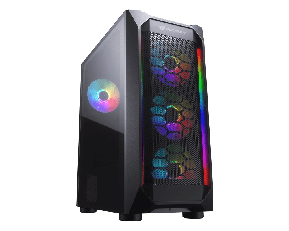 Gabinete Cougar MX410 Mesh-G RGB, Midi-Tower, ATX/Micro-ATX/Mini-ITX, USB 2.0/3.0, sin Fuente, 4 Ventiladores Instalados, Negro
