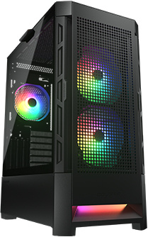 Gabinete Cougar Duoface RGB con Ventana, Midi-Tower, Mini-ITX/Micro-ATX/ATX/CEB, USB 3.0/2.0, sin Fuente, 3 Ventiladores ARGB Instalados, Negro