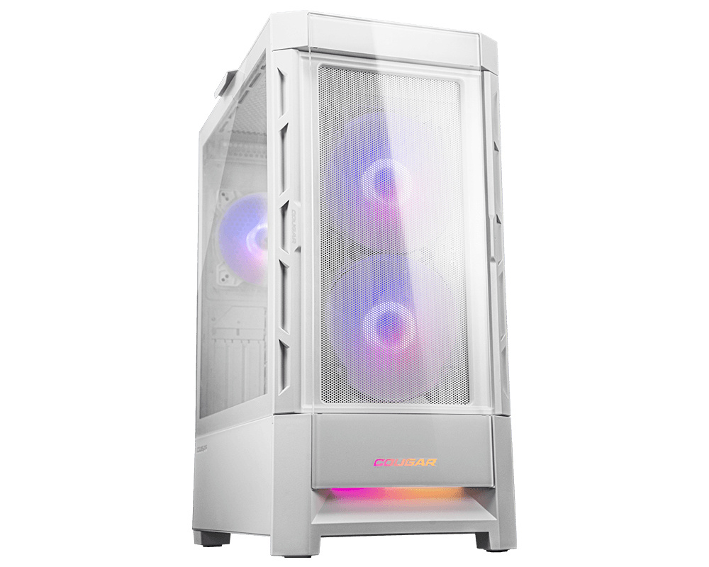 Gabinete Cougar Duoface RGB, Midi-Tower, ATX/EATX/Micro-ATX/Mini-ITX/SSI-CEB, USB 2.0/3.0, sin Fuente, 3 Ventiladores Instalados, Blanco