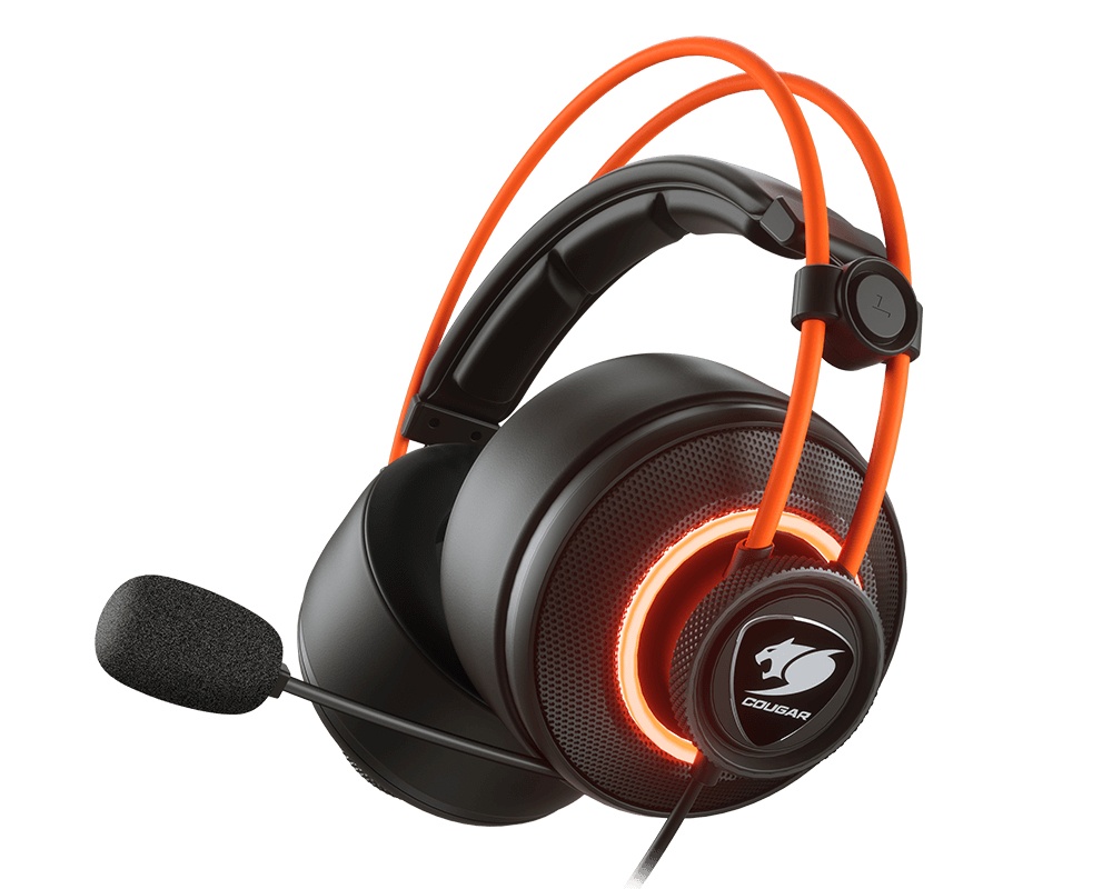 Cougar Audífonos Gamer Immersa Pro Prix 7.1, Alámbrico, 2.5 Metros, USB, Negro/Naranja