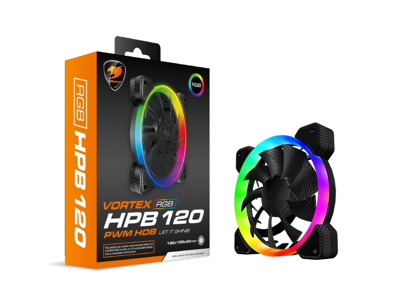 Ventilador Cougar Vortex RGB HPB 120, 120mm, 600 - 1500RPM, Negro