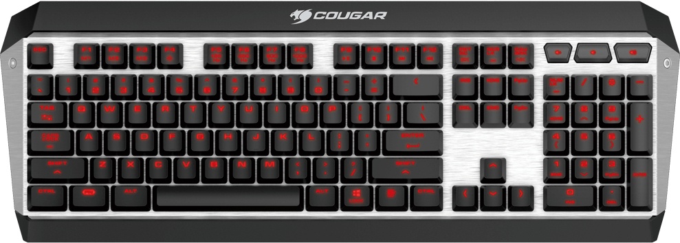 Teclado Gamer Cougar ATTACK X3 LED Rojo, Teclado Mecánico, Cherry MX Blue, Alámbrico, Negro/Plata (Inglés)