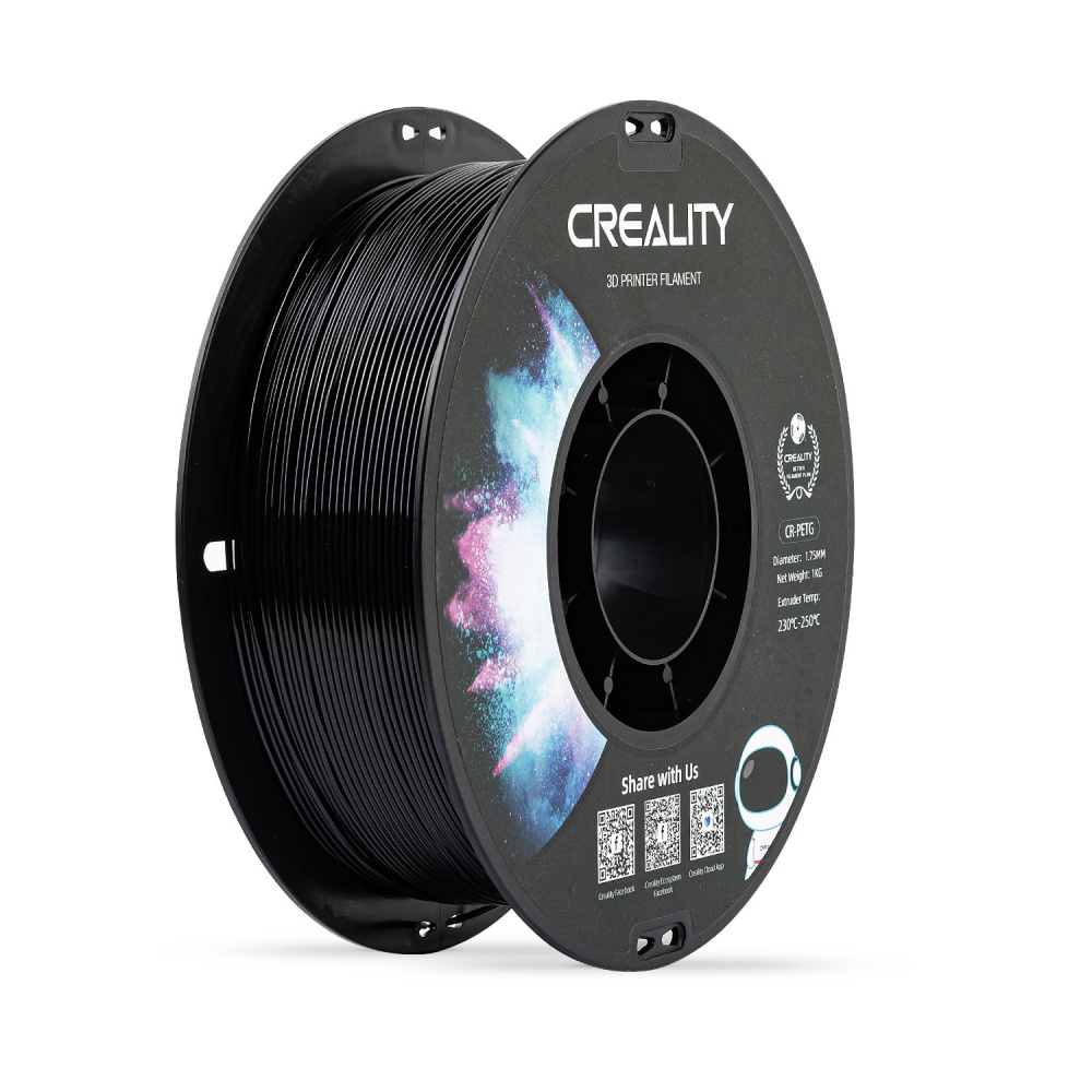 Creality Bobina de Filamento PETG , 1.75mm 1Kg, Negro