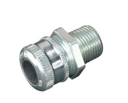 Crouse-Hinds Conector Metálico Tipo Glándula para Cable con Cuerda 6.3 - 9.5mm, Plata