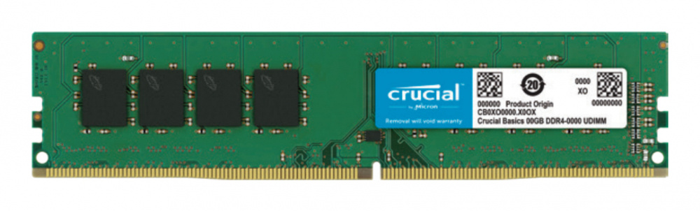 Memoria RAM Crucial Basics DDR4, 3200MHz, 4GB, CL22, Verde