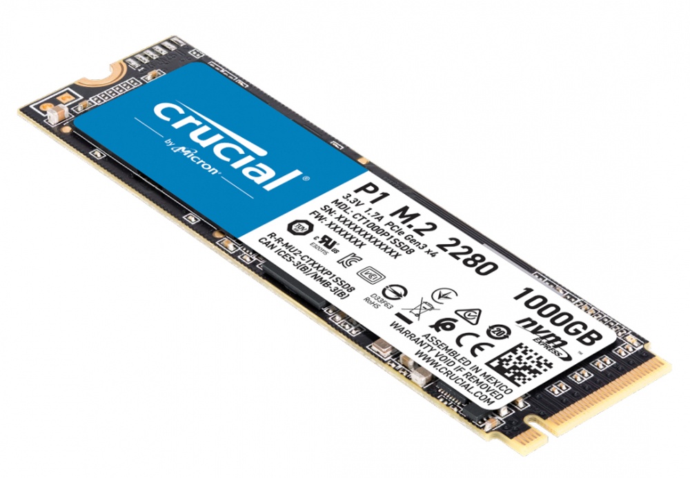 SSD Crucial CT1000P1SSD8 NVMe, 1TB, M.2, 1700 MB/s Escritura, 2000 MB/s Lectura, PCI Express 3.0 