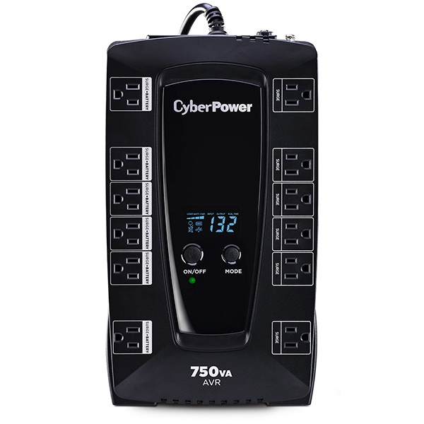 No Break CyberPower AVRG750LCD Línea Interactiva, 450W, 750VA, Entrada 90V - 148V, Salida 120V, 12 Salidas 