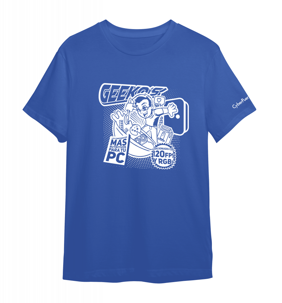 Playera Geekos Azul, Algodón Peinado, Unisex, talla Mediana