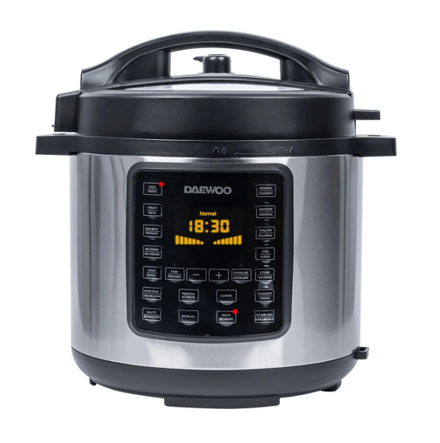 Daewoo Olla de Presión DI-606S-GT, Antiadherente, 6 Litros, Acero Inoxidable