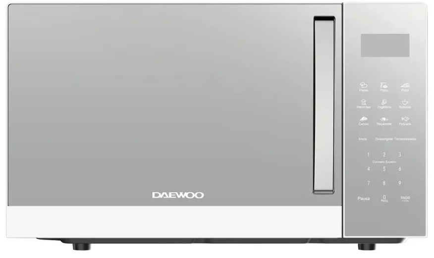 Daewoo Horno de Microondas DMM-0920WG, 0.9 Pies Cúbicos, 900W, 25.5 Litros, Plata