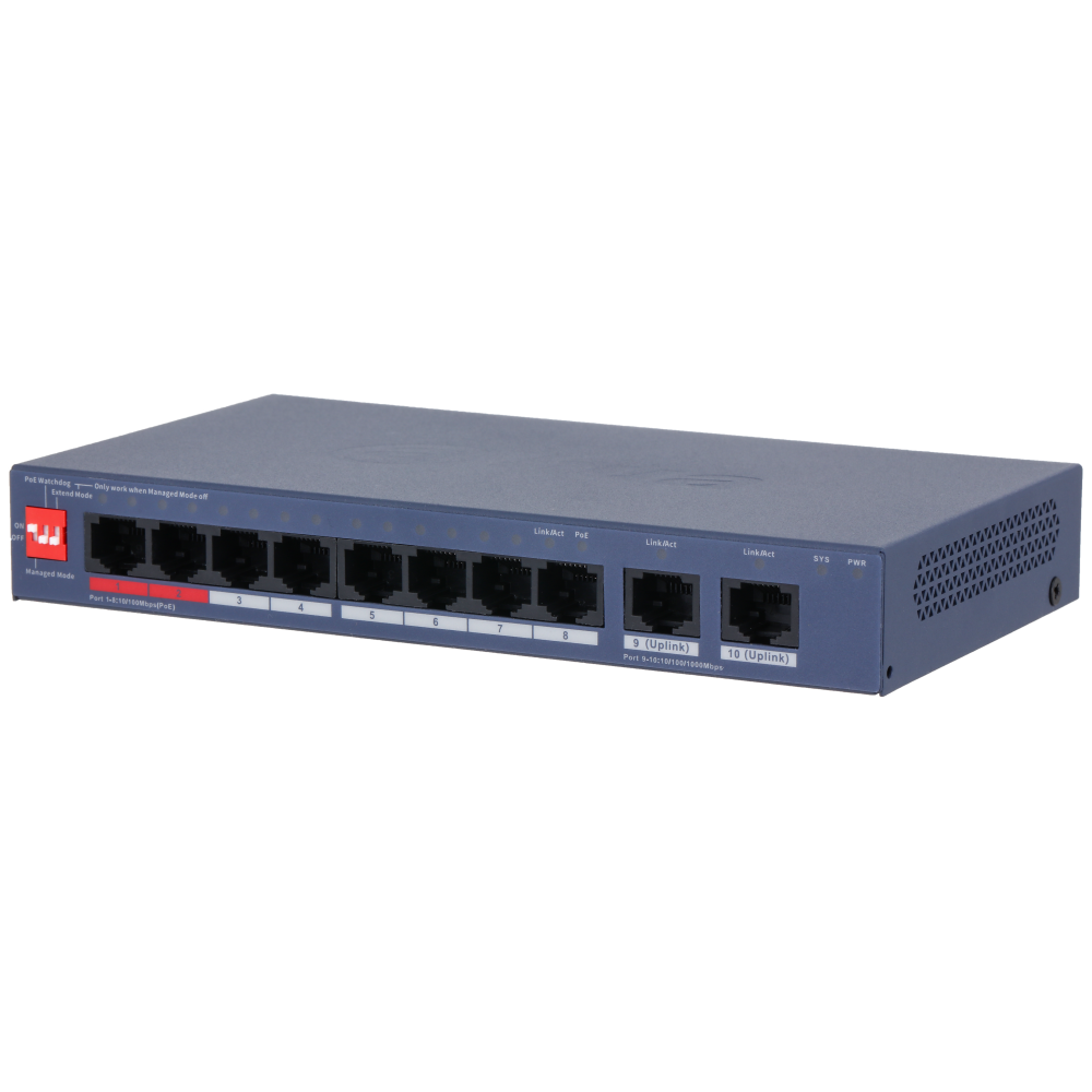 Switch Dahua CS4010-8ET2GT-110, 10 Puertos Gigabit Ethernet 10/100/1000 8 x PoE 110W, 5.6 Gbit/s, 8000 Entradas, Administrado