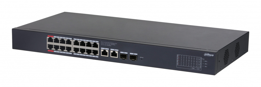 Switch Dahua Gigabit Ethernet CS4220-16GT-190, 18 Puertos (16 PoE) 10/100/1000Mbps + 2 Puertos SFP, 190W, 40 Gbit/s, 8000 Entradas - Administrable