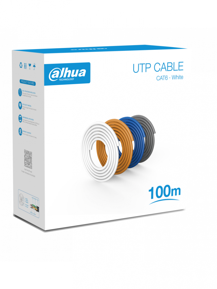 Dahua Bobina de Cable Ethernet Cat6, UTP, 100 Metros