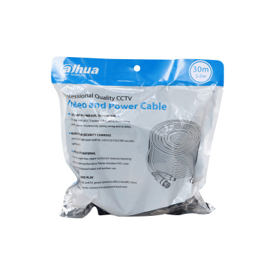 Dahua Cable Coaxial BNC/DC Macho - BNC Macho/DC Hembra, 30 Metros, Negro