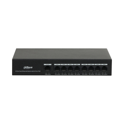 Switch Dahua Fast Ethernet PFS3009-8ET-65, 8 Puertos PoE 10/100, 1.8 Gbit/s, 2.000 Entradas - No Administrable