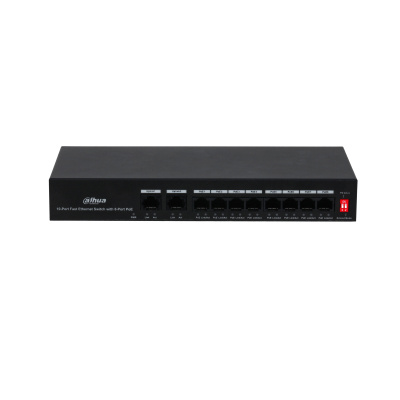 Switch Dahua Fast Ethernet PFS3010-8ET-65, 8 Puertos PoE 10/100Mbps + 2 Puertos Uplink, 2 Gbit/s, 2.000 Entradas - No Administrable