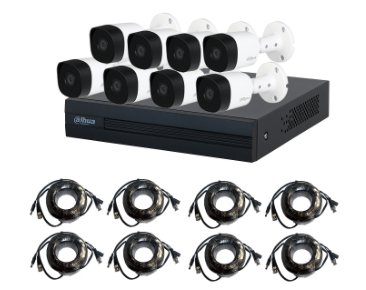 Dahua Kit de Vigilancia DH-XVR1B08-I de 8 Cámaras CCTV Bullet y 8 Canales, con Grabadora